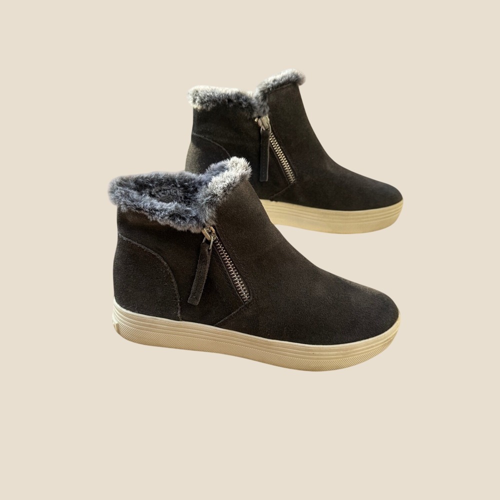 Dolce Vita Zanza Black Suede Faux Fur Lined Sneaker Booties